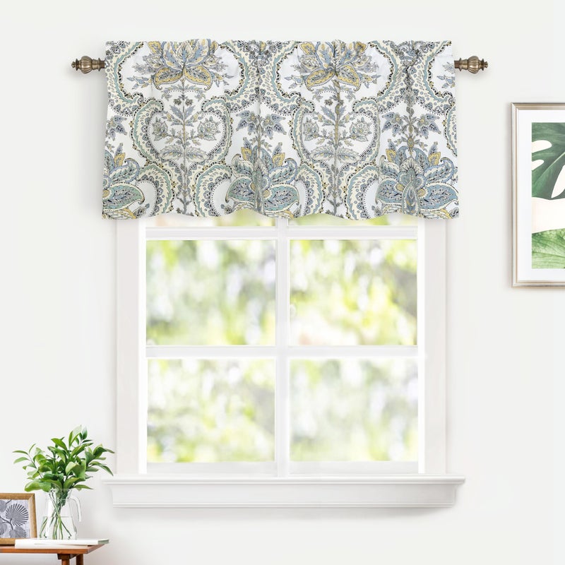 DriftAway Eden Floral Botanical Leaves Lined Thermal Insulated Window Curtain Valance Rod Pocket 52 Inch by 18 Inch Plus 2 Inch Header Multi Color 1 Pack - Image 2